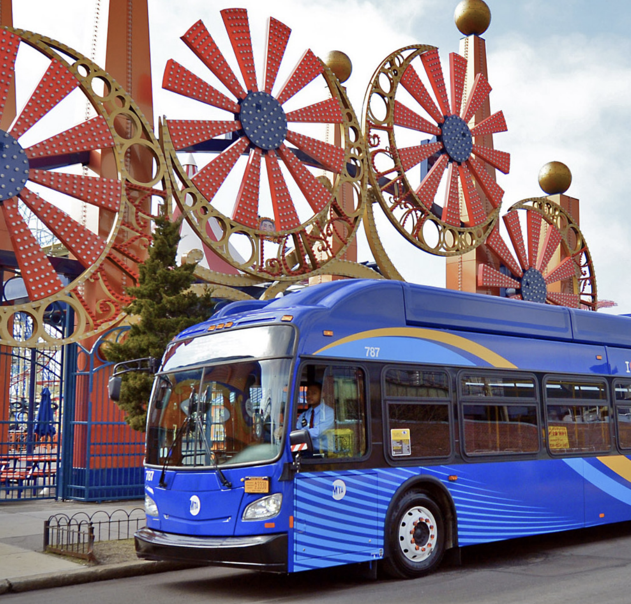 MTA bus in front of Luna Park in Coney Island 