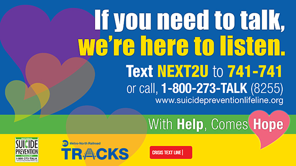 Suicide Prevention Call 1-800-273-8255 text N E X T 2 U to 741741