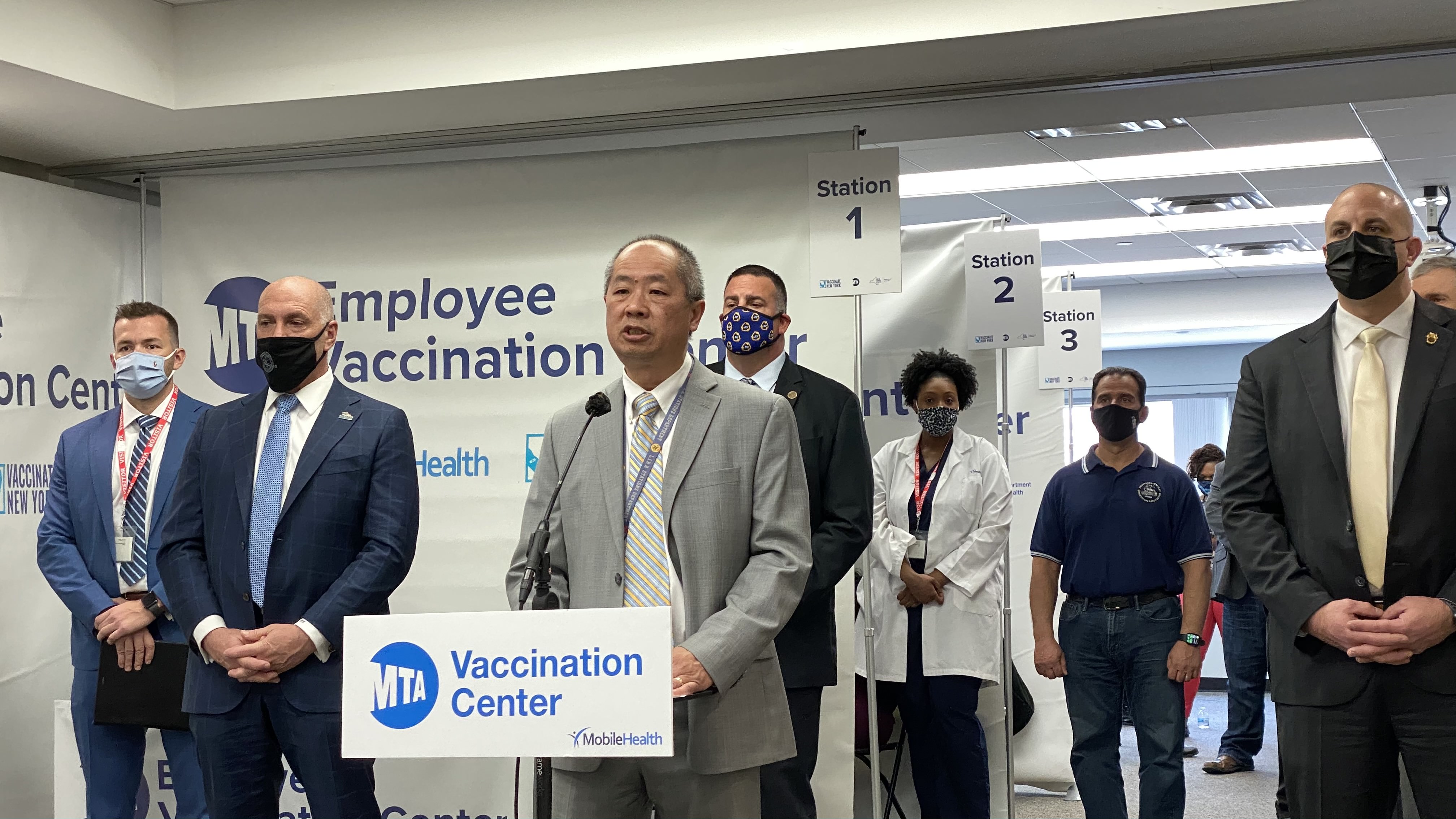 the opening of the LIRR's COVID vaccination center in jamaica, queens