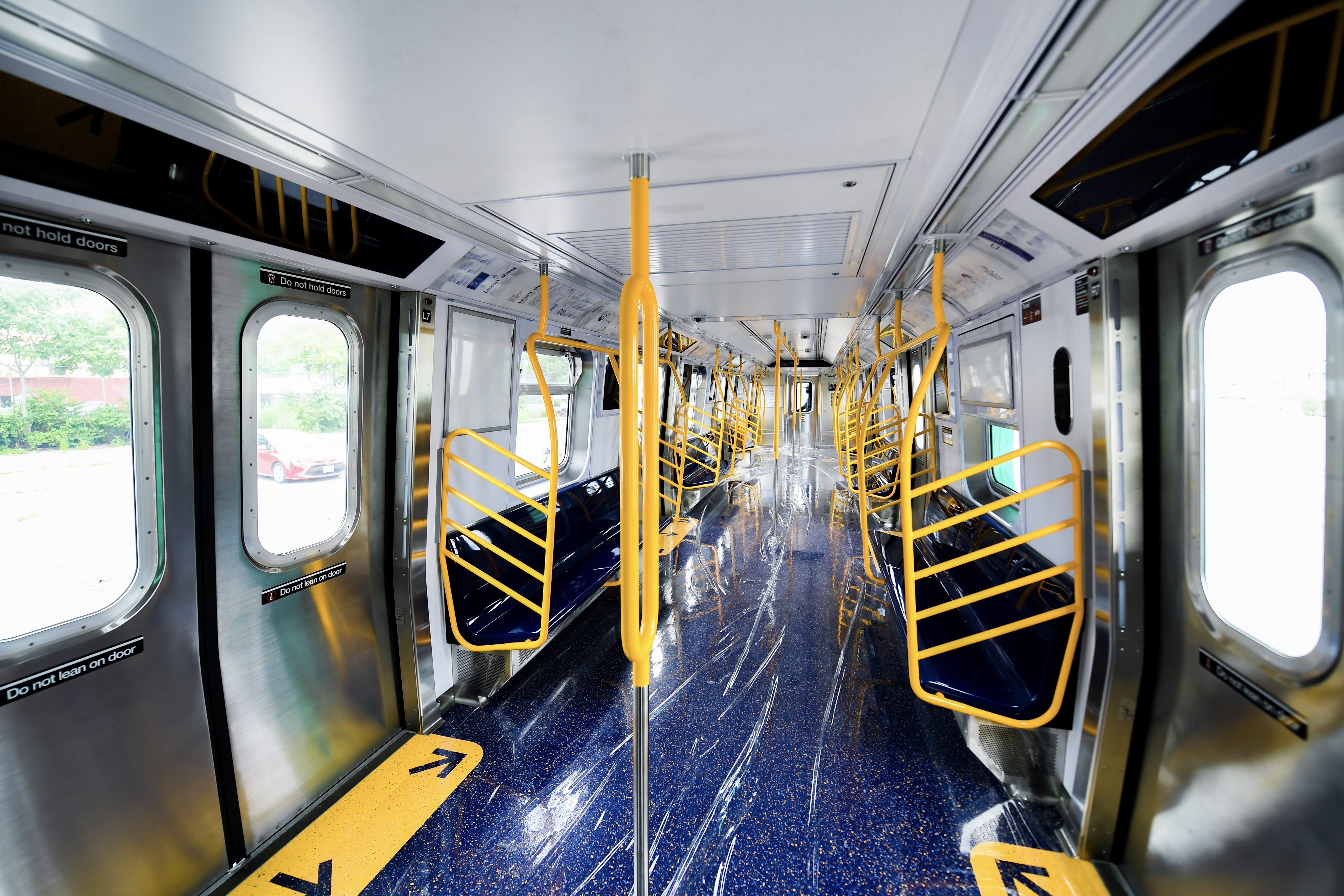 MTA New York City Transit unveils the first of five new R-211 subway cars at the South Brooklyn Interchange Yard on Thu., July 1, 2021.