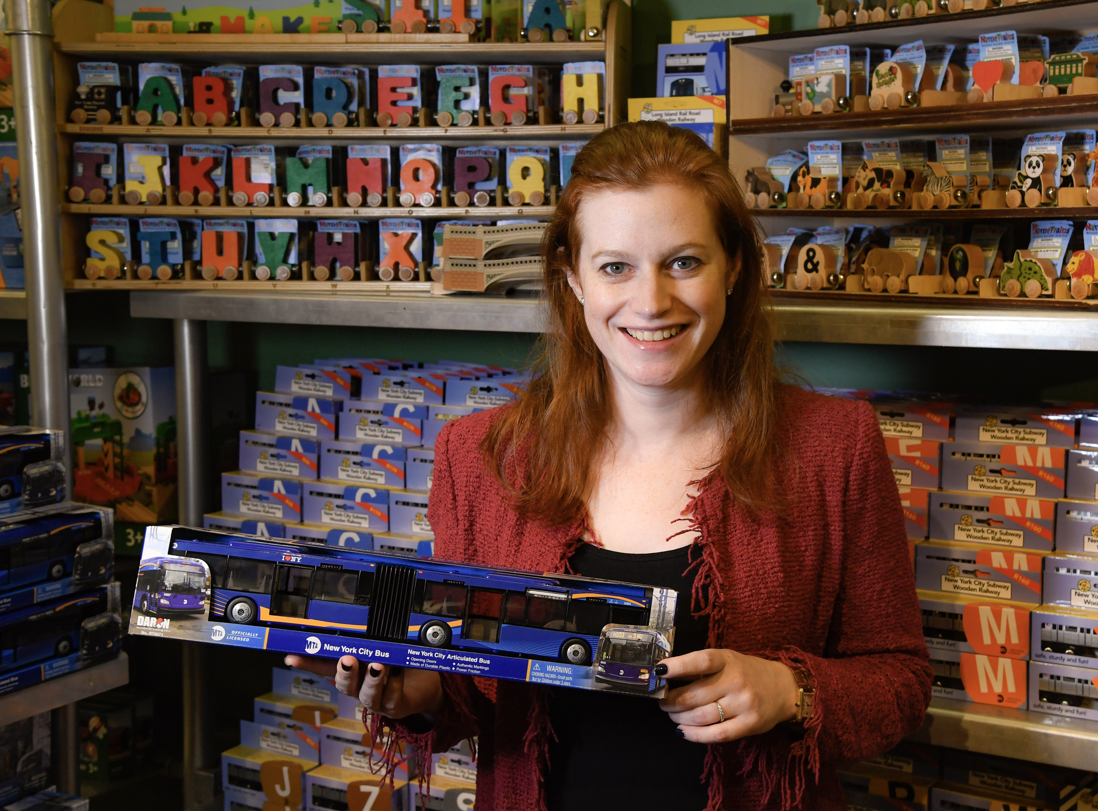 New York Transit Museum - Holiday Gift Guide, with Chief Customer Officer Sarah Meyer at the New York Transit Museum gift shop