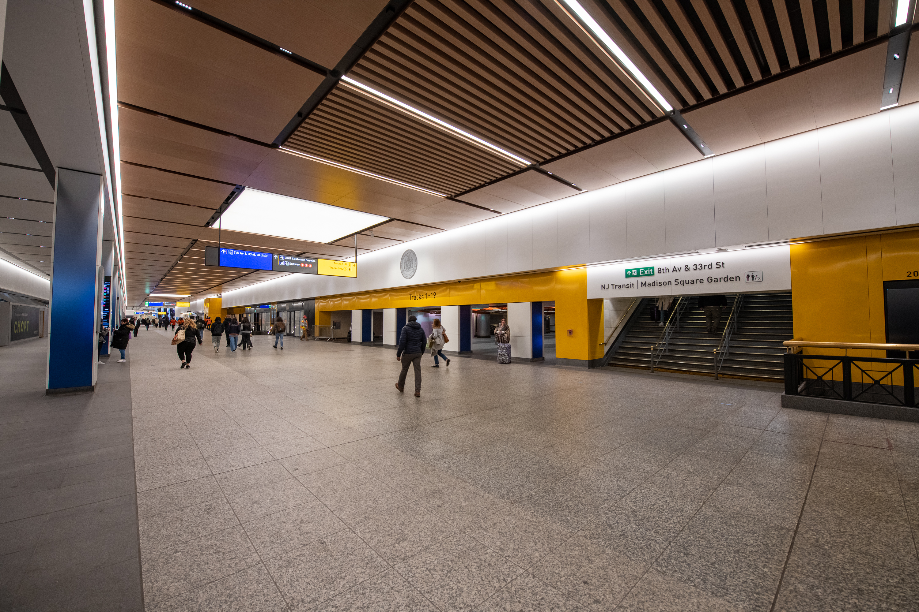 The refurbished concourse at Penn Station