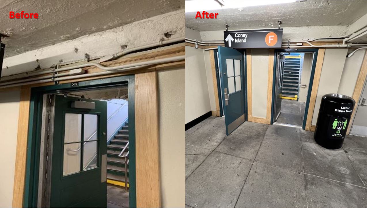 "Before" and "After" Photos of Re-NEW-Vated 18 Av Station