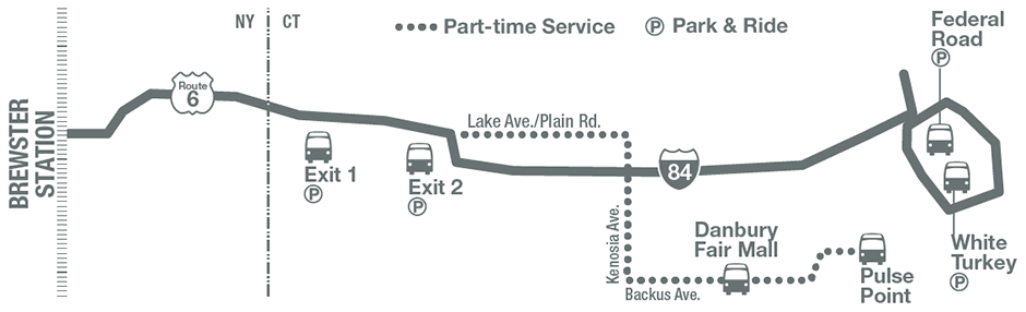 Danbury-Brewster Shuttle Route Map
